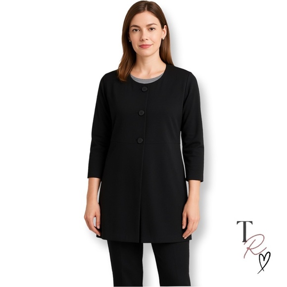 Eileen Fisher Jackets & Blazers - Eileen Fisher  Black Three Button Cardigan Jacket Career Size Small